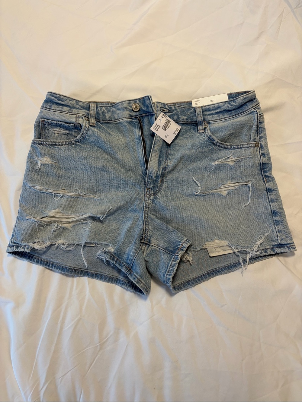American Eagle Outfitters Light Blue Distressed Denim Shorts